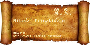 Mitró Krisztián névjegykártya